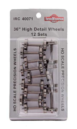 Intermountain HO Scale 36" Nickel Silver Plated Brass Insulated Wheelsets .110" Tread Width 12 Axles Per Pack #40071 | Fusion Scale Hobbies