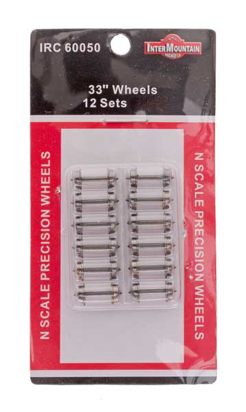 Intermountain N Scale 33" Wheelset 12 axles per pack length 0.554" #60050