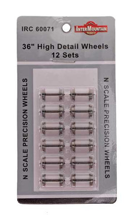 Intermountain N Scale 36" High Detail Brass Insulated Wheels 0.554" Axle Length 12 Pack #60071 | Fusion Scale Hobbies