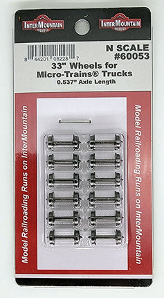 Intermountain N Scale 33" Wheelset 12 axles per pack length 0.537" #60053