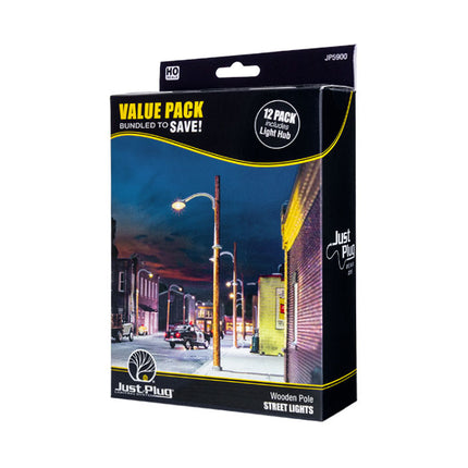 Woodland Scenics HO Scale Just Plug Wooden Pole Street Lights Value Pack | Fusion Scale Hobbies