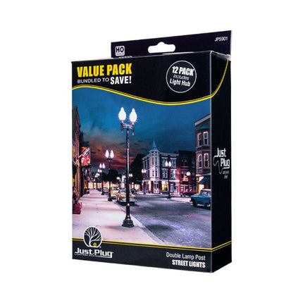 Woodland Scenics HO Scale Just Plug Double Lamp Post Value Pack | Fusion Scale Hobbies