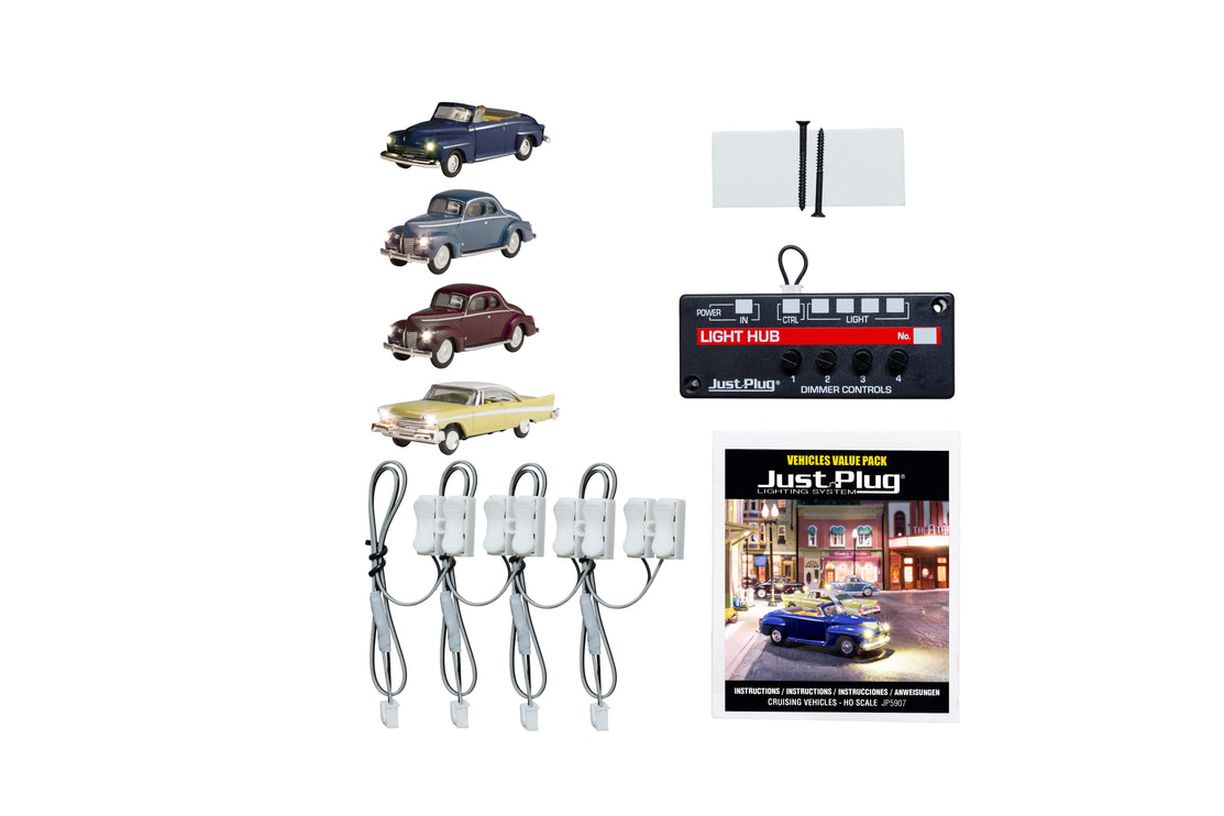 Woodland Scenics HO Scale Just Plug Cruising Vehicle Value Pack | Fusion Scale Hobbies