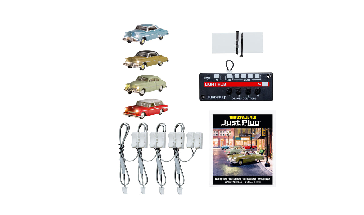 Woodland Scenics HO Scale Just Plug Classic Vehicle Value Pack | Fusion Scale Hobbies