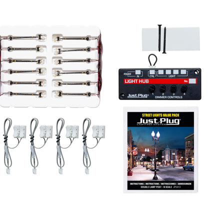 Woodland Scenics N Scale Just Plug Double Lamp Post Value Pack | Fusion Scale Hobbies