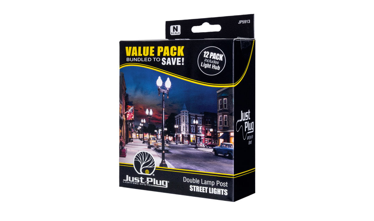 Woodland Scenics N Scale Just Plug Double Lamp Post Value Pack | Fusion Scale Hobbies