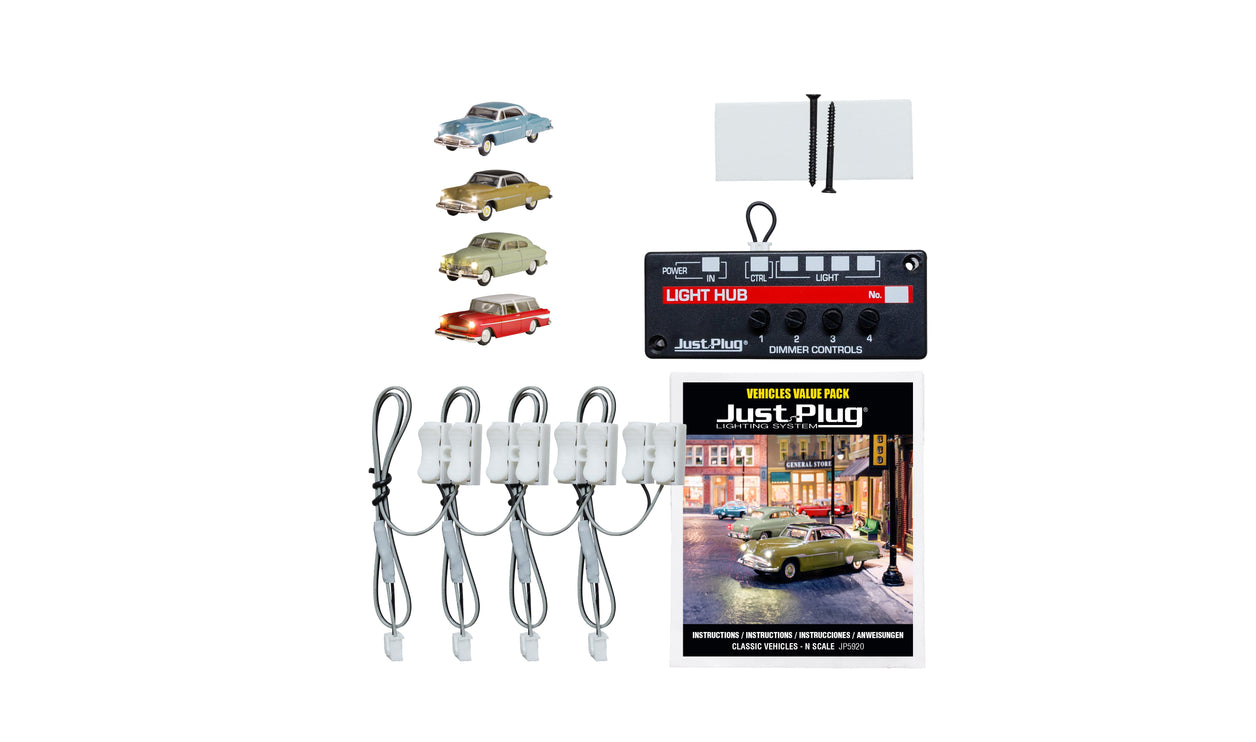 Woodland Scenics N Scale Just Plug Classic Vehicle Value Pack | Fusion Scale Hobbies