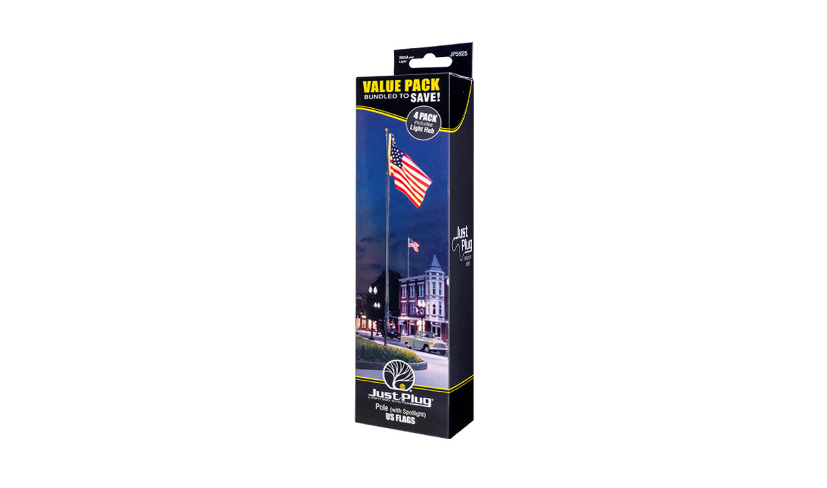 Woodland Scenics Flag Pole with Spotlight Value Pack | Fusion Scale Hobbies