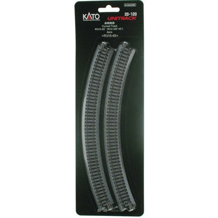 Kato N Scale 12-3/8" Radius Curve 45-Degree Unitrack 4 Pack