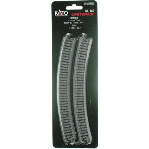 Kato N Scale 15" Radius Curve 30-Degree Unitrack (4) 20140