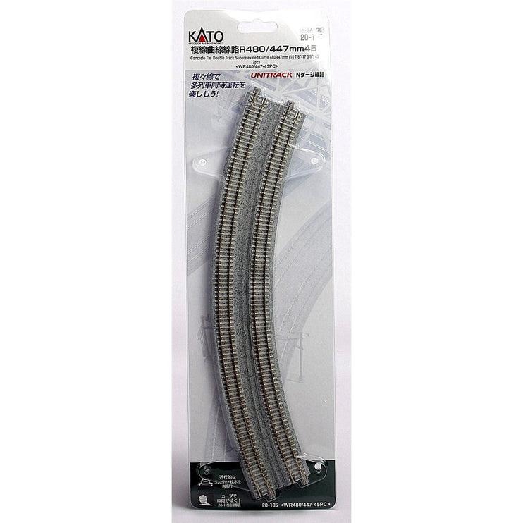 Kato N Scale Unitrack Concrete Tie Super Elevated 480/447mm R-45* 2 Pack