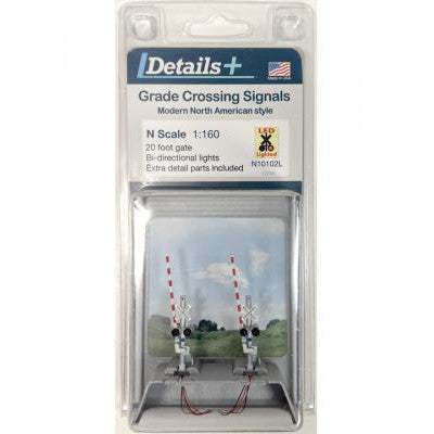 Details Plus N Scale Modern Grade Crossing W/ Gate Bi-Directional Lighted Signal 2 Pack