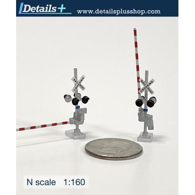 Details Plus N Scale Modern Grade Crossing W/ Gate Bi-Directional Non-Lighted Signal 2 Pack