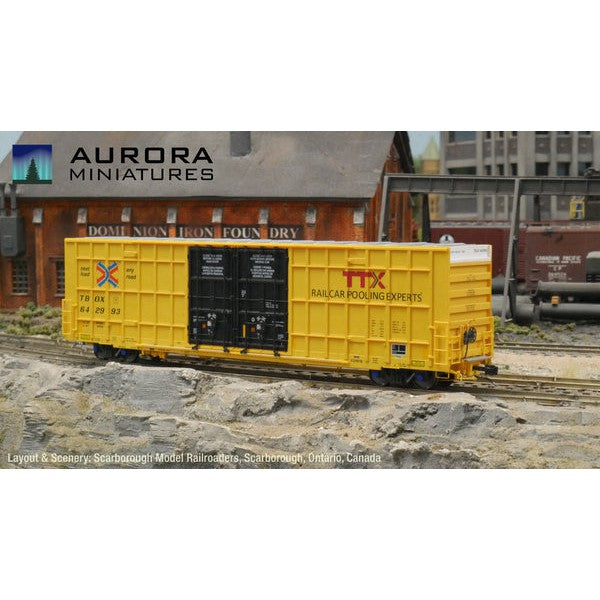 Aurora Miniatures HO Scale TTX TBOX Low Markings Greenbrier 7550 cf 60' Plate F Boxcar 1st Run 642900
