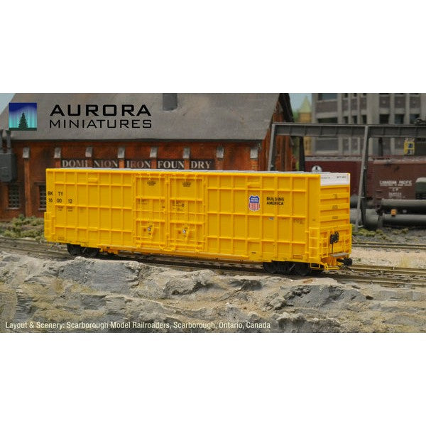 Aurora Miniatures HO Scale BKTY Union Pacific Yellow Greenbrier 7550 cf 60' Plate F Boxcar 1st Run 160001