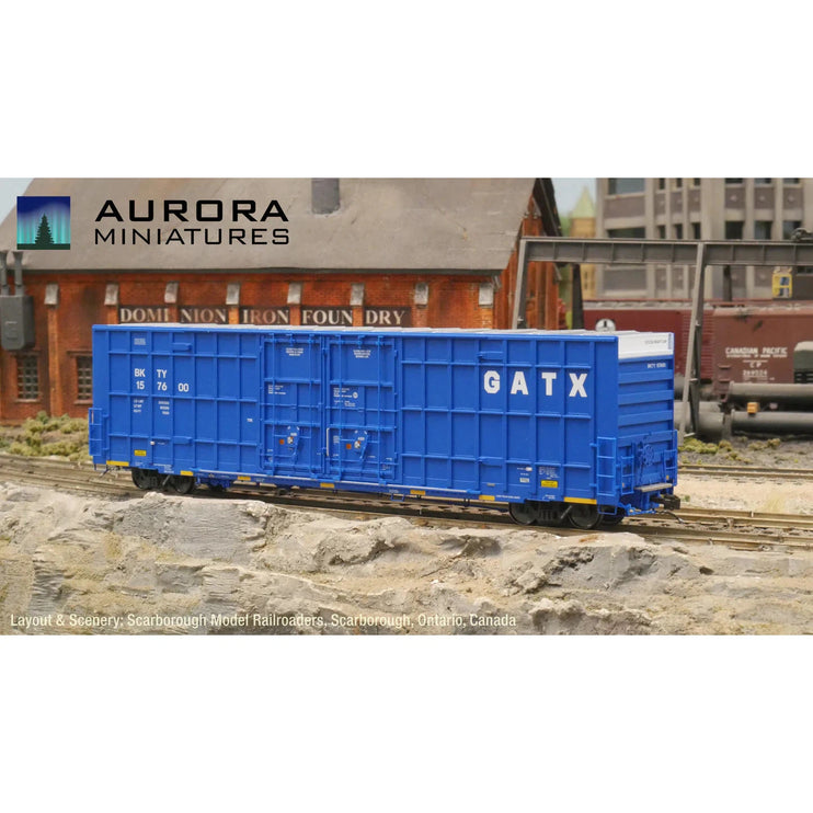 Aurora Miniatures HO Scale BKTY GATX Blue Greenbrier 7550 cf 60’ Plate F Boxcar 1st Run 157637