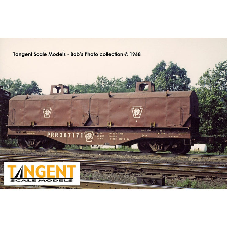 Tangent Pennsylvania Railroad (PRR) “G41A Delivery 1966” w/ Hoods PRR Shops G41A Coil Car #387169