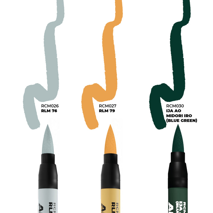 AK Interactive Real Colors Markers WWII Axis Aircraft Squiggle Camouflage Colors 3 Pack Set RCM111