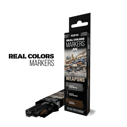 AK Interactive Real Colors Markers Weapons 3 Pack Set