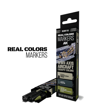 AK Interactive Real Colors Markers WWII Axis Aircraft Cockpit Colors 3 Pack Set RCM110