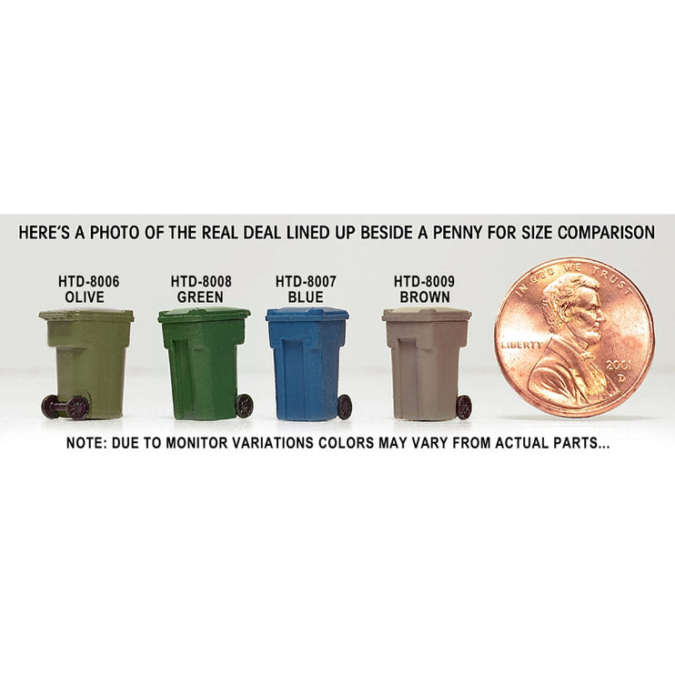 High Tech Details HO Olive Green Yard Trash Cans (6)