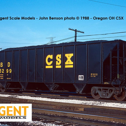 Tangent HO Scale SBD / CSXT Black Repaint 1987+ Bethlehem Steel 3350 CuFt Quad Coal Hopper 