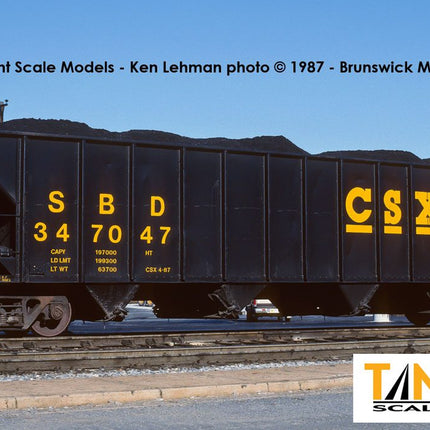 Tangent HO Scale SBD / CSXT Black Repaint 1987+ Bethlehem Steel 3350 CuFt Quad Coal Hopper 