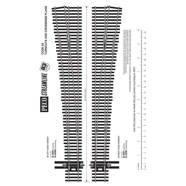 Peco HO Scale Code 83 #8 Left hand Turnout Insulfrog