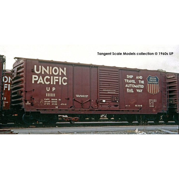 Tangent Union Pacific (UP) “BC-50-10 11-63+” 40′ PS-1 Combination Door Boxcar #111163