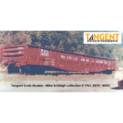 Tangent Wellsville, Addison & Galeton (WAG) “1961 Paint” Bethlehem 70-Ton Riveted Drop-End Gondola #3002