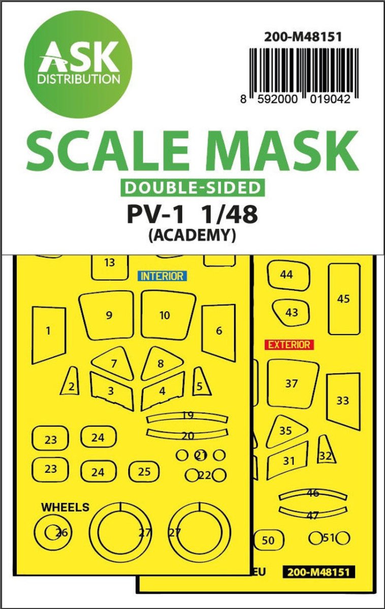 Bench Scale Mask Art Scale 1/48 Art Scale PV-1 Ventura double-sided express fit mask fo ...