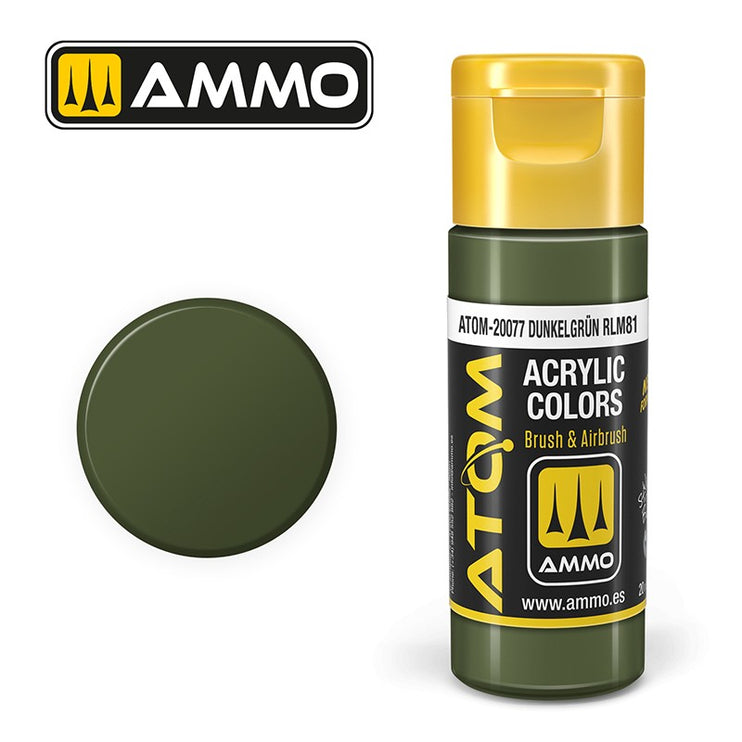 Ammo Mig Atom Color Acrylic DunkelgrÃ¼n RLM81 FS34079 - RLM81