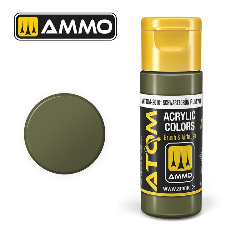 Ammo Mig Atom Color Acrylic SchwartzgrÃ¼n RLM70 FS34052 - RAL7022 - RLM70