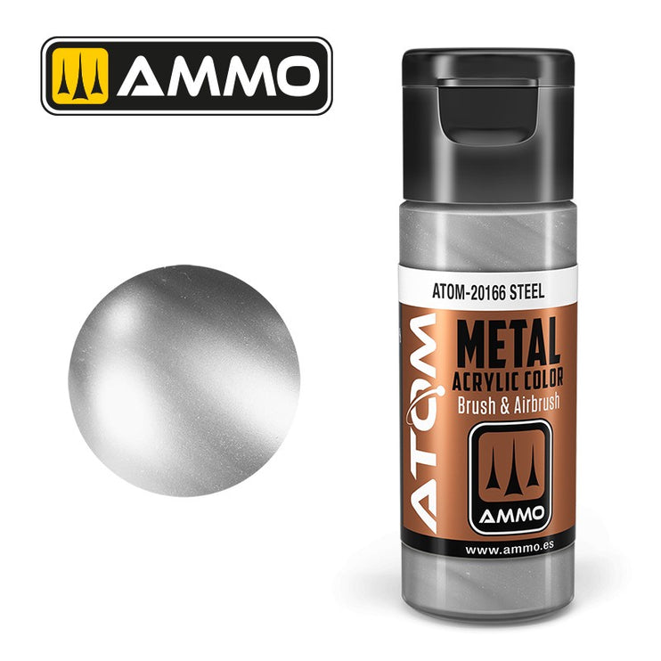 Ammo Mig Atom Color Acrylic METALLIC Steel