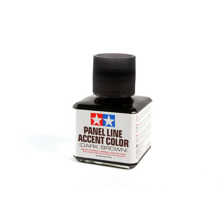 Tamiya Dark Brown Panel Line Accent Color 40ml Jar with Brush