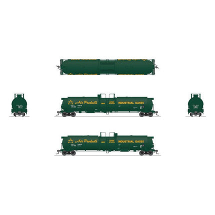 Broadway Limited HO Scale Cryogenic Tank Car 2 Pack Air Products/grn