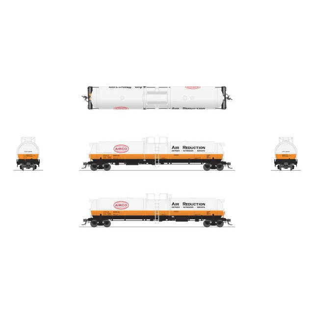 Broadway Limited HO Scale Cryogenic Tank Car 2 Pack Air Reduction/wht&org