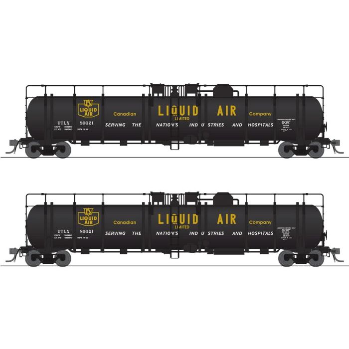 Broadway Limited HO Scale Cryogenic Tank Car 2 Pack Canadian Liquid Air/blk
