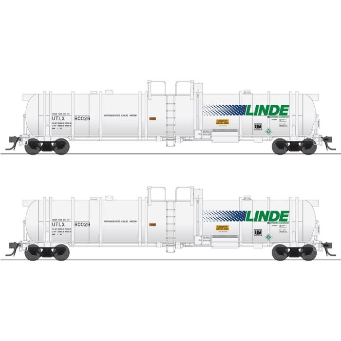 Broadway Limited HO Scale Cryogenic Tank Car 2 Pack Linde Type C/wht