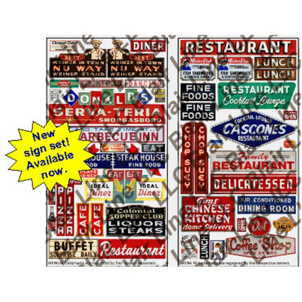 Blair Line 136 Restaurant & Cafe Signs HO Scale