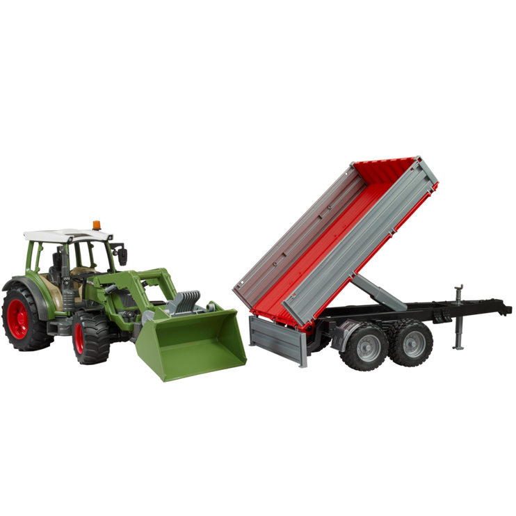 Bruder Toys Fendt Vario 211 with frontloader and tipping trailer