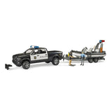 Bruder Toys RAM 2500 Police w L+S, trailer, boat and 2 figures