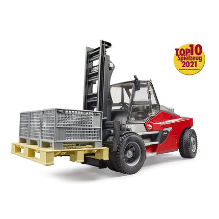 Bruder Toys Linde HTI60 Fork Lift w pallet and 3 pallet cages