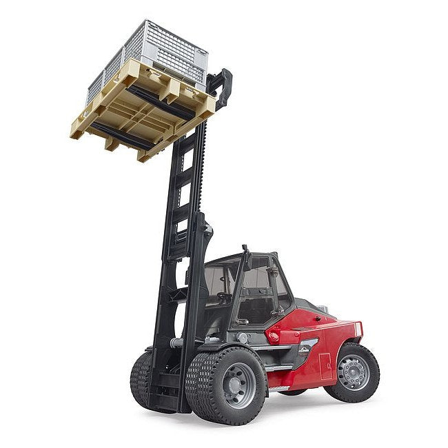 Bruder Toys Linde HTI60 Fork Lift w pallet and 3 pallet cages