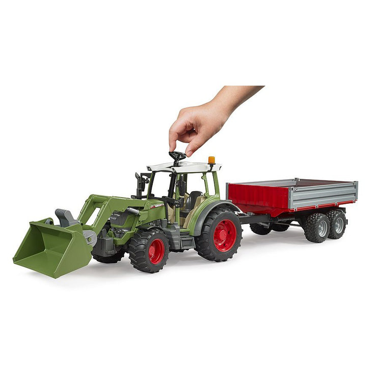 Bruder Toys Fendt Vario 211 with frontloader and tipping trailer