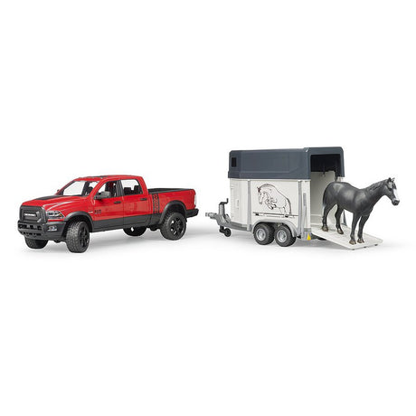 Bruder Toys RAM 2500 Pickup Truck w Horse Trailer and Horse