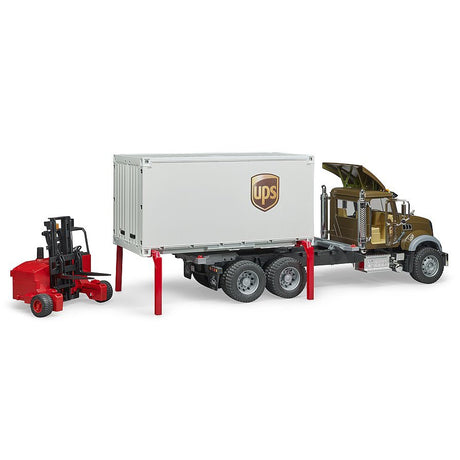 Bruder Toys MACK Granite UPS logistcs truck w forklift