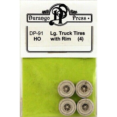 Durango Press 91 HO Scale Scale Truck Tires w/Rims (Cast Metal) -- Unpainted pkg(4)