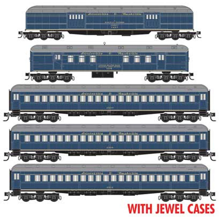 Micro Trains N Scale Louisville & Nashville L&N Heavyweight Cars 5 Pack 416, 1447, 2507, 2510, 2512 With Jewel Case