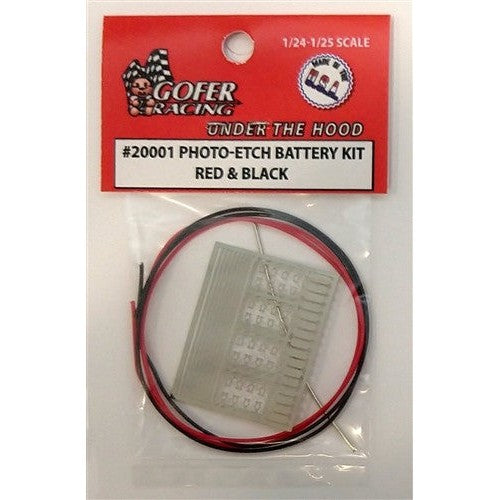 Gofer Racing Decals Battery Kit Photo Etch Red + Black